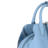 Ashwood Leather & Harris Tweed® Cloth Multi-Pocket Backpack Baby-blue/Blue: TW-66-19-BB