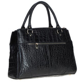 Three Section A4 Croc Print Leather Work Bag Black: A4 Work Bag