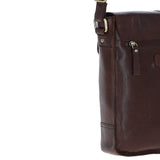 Elegant Ashwood Leather Unisex Crossbody Bag Brandy: G-19