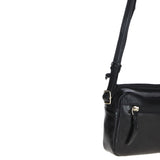 Leather Crossbody Bag with Adjustable Strap Black: Audrey