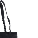 Black Leather Shoulder Bag with Leopard Print Pocket: ELA 1128