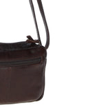 Leather Crossbody Bag with Adjustable Strap Brown: Audrey