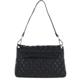Real Leather Flapover Quilted Bag Black: 63858