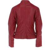 Women's Leather Biker Jacket Red: BikeX