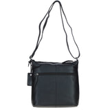 Practical Extending Pocket Leather Shoulder Bag Black: Donegal