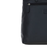 Black Leather Shoulder Bag with Leopard Print Pocket: ELA 1128
