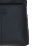 Black Leather Shoulder Bag with Leopard Print Pocket: ELA 1128