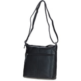 Practical Extending Pocket Leather Shoulder Bag Black: Donegal
