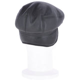 One Piece Sheepskin Leather Flat Cap Black: 04K