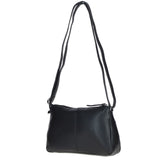 Compact Zip-Closure Leather Crossbody Bag Black: Belfast