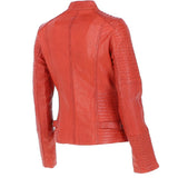 Women's Leather Biker Jacket Orange: BikeX