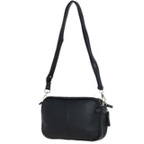 Leather Twin Zip Quilted Crossbody Bag Black: 63624