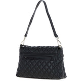 Real Leather Flapover Quilted Bag Black: 63858
