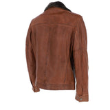 Leather Jacket With Detachable Collar Cognac: SANDOR