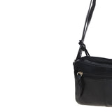 Leather Crossbody Bag with Adjustable Strap Black: Audrey