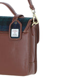 Ashwood Leather & Harris Tweed® Cloth Large Satchel Bag with Twist Lock Tan/Watch: TW-35-04-TW