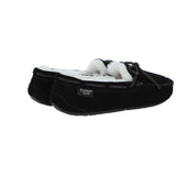 Women's Classic  Suede Sheepskin Moccasin Slippers Black/White: LADIES MOCCASSINS