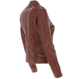 Women's Leather Biker Jacket Cognac: BikeX