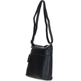 Practical Extending Pocket Leather Shoulder Bag Black: Donegal