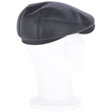 One Piece Sheepskin Leather Flat Cap Black: 04K