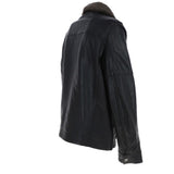 Leather Jacket With Detachable Collar Black: SANDOR