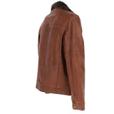 Leather Jacket With Detachable Collar Cognac: SANDOR