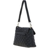 Real Leather Flapover Quilted Bag Black: 63858