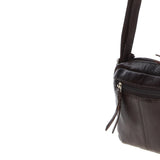 Leather Crossbody Bag with Adjustable Strap Brown: Audrey