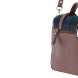 Ashwood Leather & Harris Tweed® Cloth Large Satchel Bag with Twist Lock Tan/Watch: TW-35-04-TW