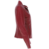 Women's Leather Biker Jacket Red: BikeX