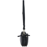 Leather Twin Zip Quilted Crossbody Bag Black: 63624