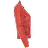 Women's Leather Biker Jacket Orange: BikeX