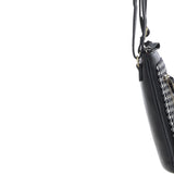 Authentic Ashwood Leather & Harris Tweed® Cloth Crossbody Bag Black/White: TW-29-012-BW
