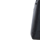 Black Leather Shoulder Bag with Leopard Print Pocket: ELA 1128