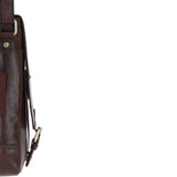 Elegant Ashwood Leather Unisex Crossbody Bag Brandy: G-19