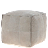 Suede Leather Square Boho Pouffe Off-White: AGC-03