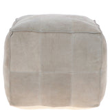 Suede Leather Square Boho Pouffe Off-White: AGC-03