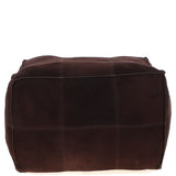Suede Leather Square Boho Pouffe Brown: AGC-04