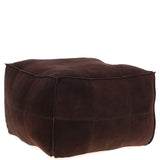 Suede Leather Square Boho Pouffe Brown: AGC-04