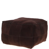 Suede Leather Square Boho Pouffe Brown: AGC-04
