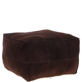 Suede Leather Square Boho Pouffe Brown: AGC-04