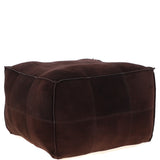 Suede Leather Square Boho Pouffe Brown: AGC-04