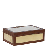 Wood and Aluminium Mirror Storage Box with Tan Leather Trim: AGC1852
