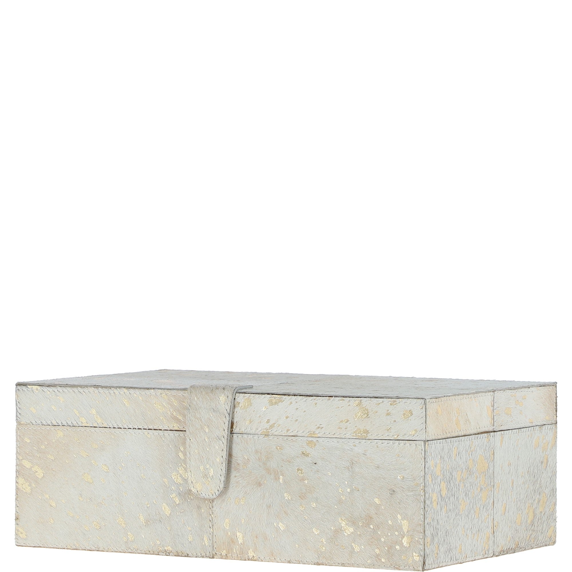 Leather Decorative Home Accessories Box Hair-on Hide White Gold: AGC-47