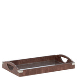 Luxury Rectangular Leather Tray Brown: AGC-55