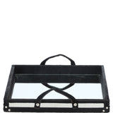 Luxury Rectangular Leather Hair-on Hide Tray Black: AGC-66