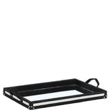 Luxury Rectangular Leather Hair-on Hide Tray Black: AGC-66