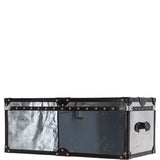 Wood and Aluminium Mirror Trunk with Brown Leather Trim and Stud Detailing: AGC 902