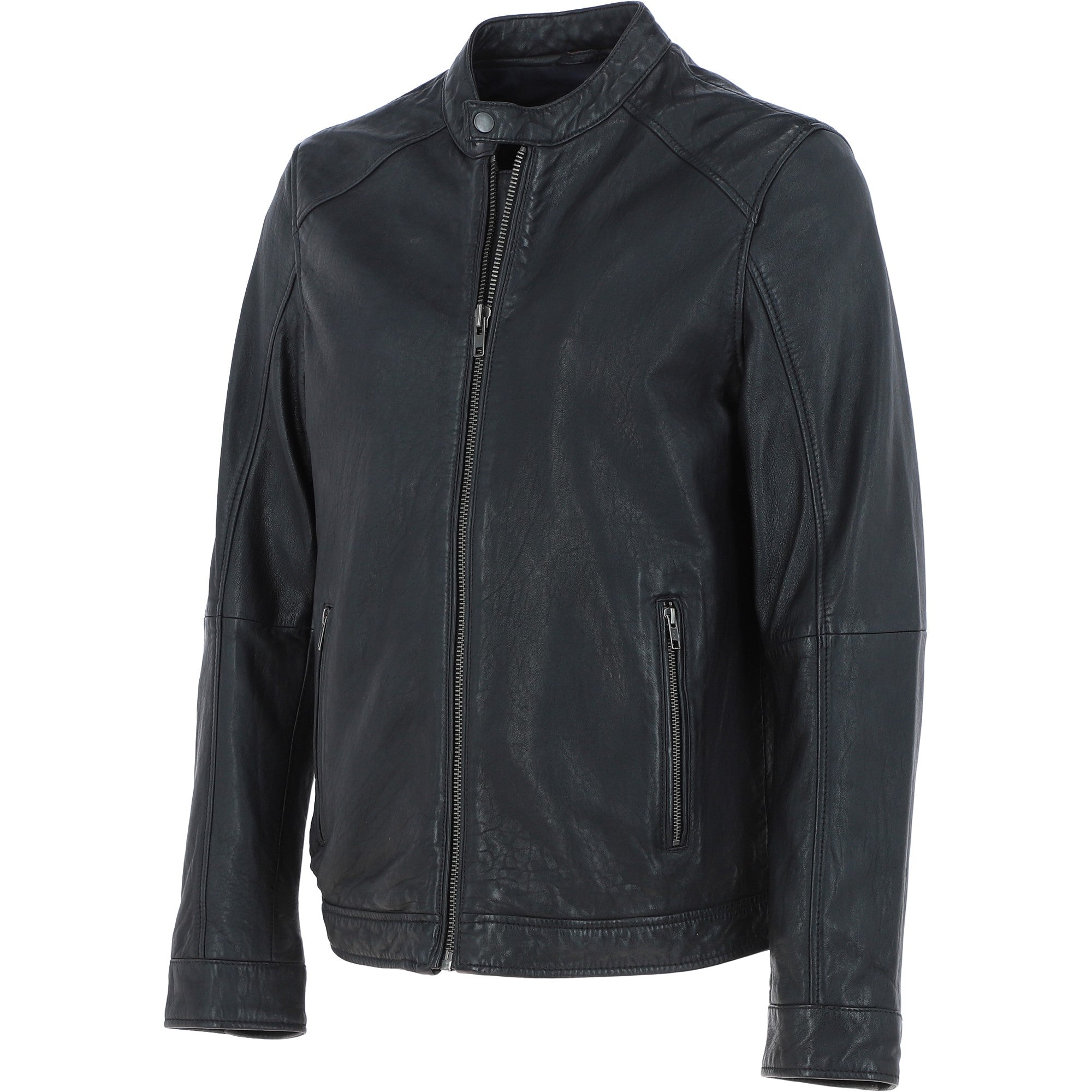 Ashwood Mens Leather Biker Jacket Black: AMJ-3