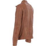 Ashwood Mens Leather Biker Jacket Cognac: AMJ-3